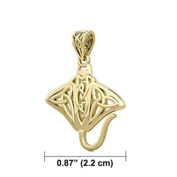Grant the positive energy Solid Gold Celtic Manta Ray Pendant GPD5703 - Jewelry